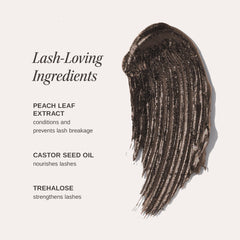 Wander Beauty Mile High Club mascara tube packaging showing soft brown pigment for natural definition.