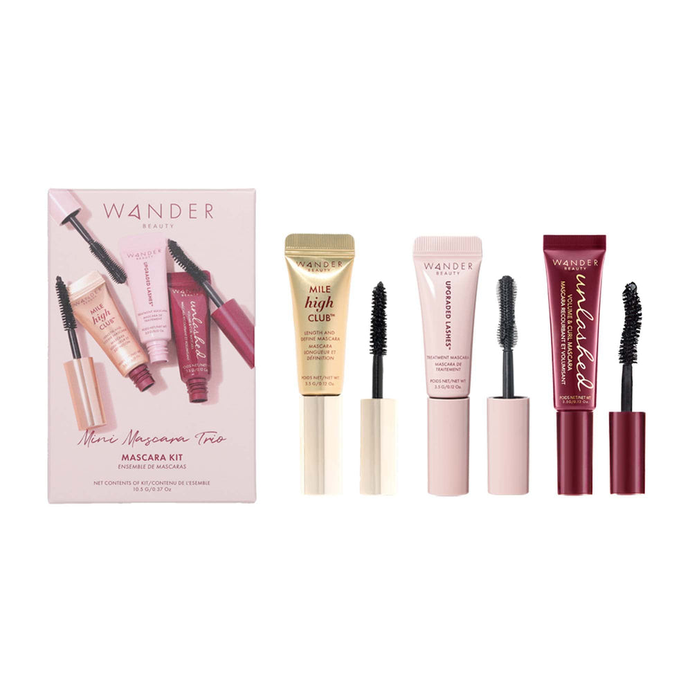 Wander Beauty Mile High Club mini mascara for sky-high length and precise definition.