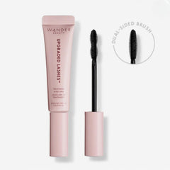 Wander Beauty Mini Upgraded Lashes brush closeup showing buildable, lightweight formula for comfortable wear.