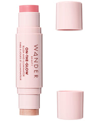 Wander Beauty On-the-Glow dual-ended blush and illuminator in Petal Pink for radiant cheeks