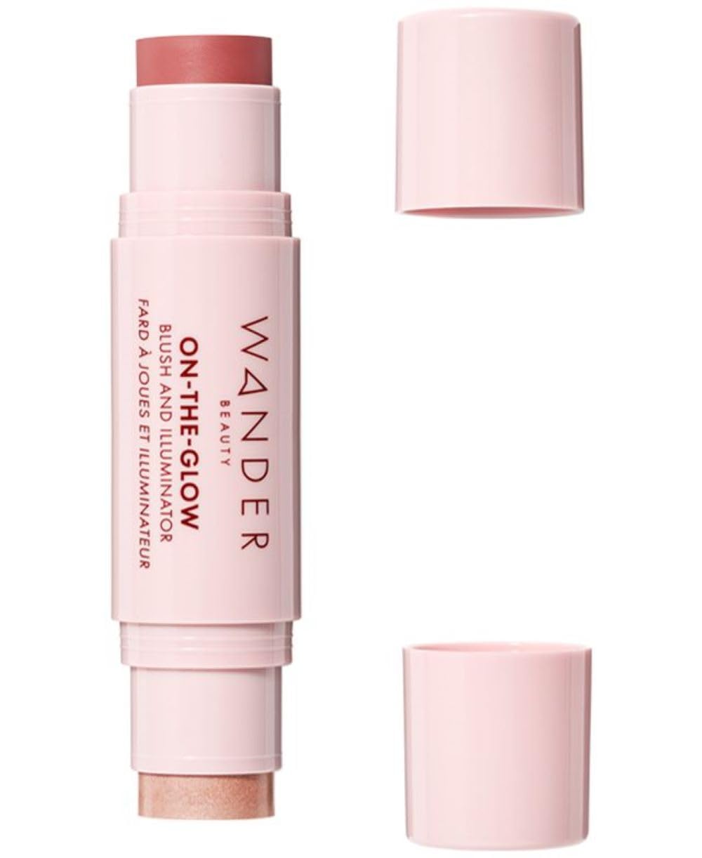Wander Beauty On-the-Glow cream end swatch showing natural flush for cheeks