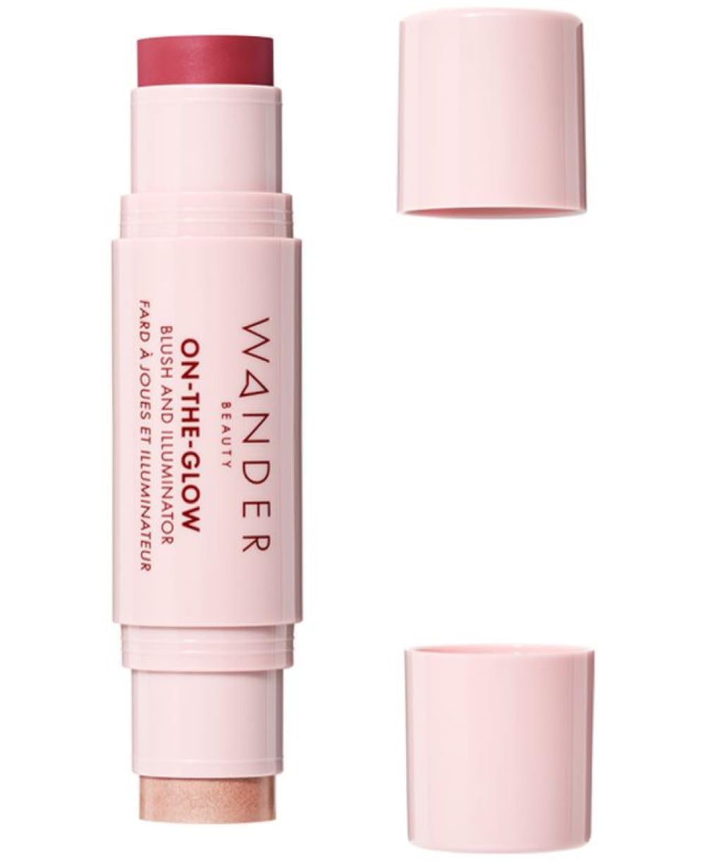 Wander Beauty On-the-Glow Strawberry Fields cream blush close-up for radiant cheeks and on-the-go color