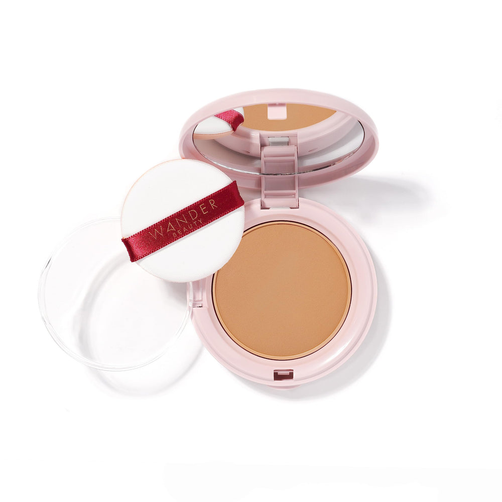 Wander Beauty Wanderlust Powder Foundation Rich compact open shows silky texture for a natural finish.