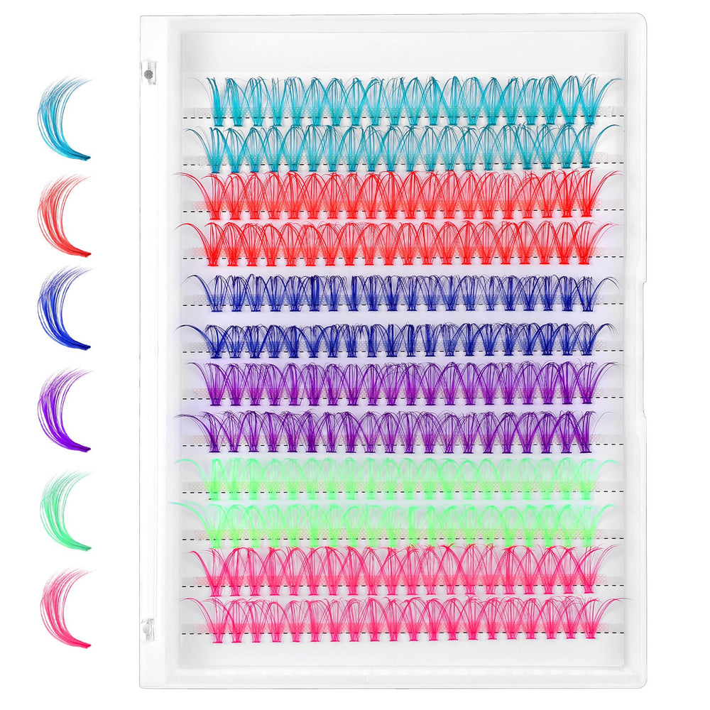 Wanmu fairy colored lash clusters 14mm-16mm in rainbow hues for bold eye looks.