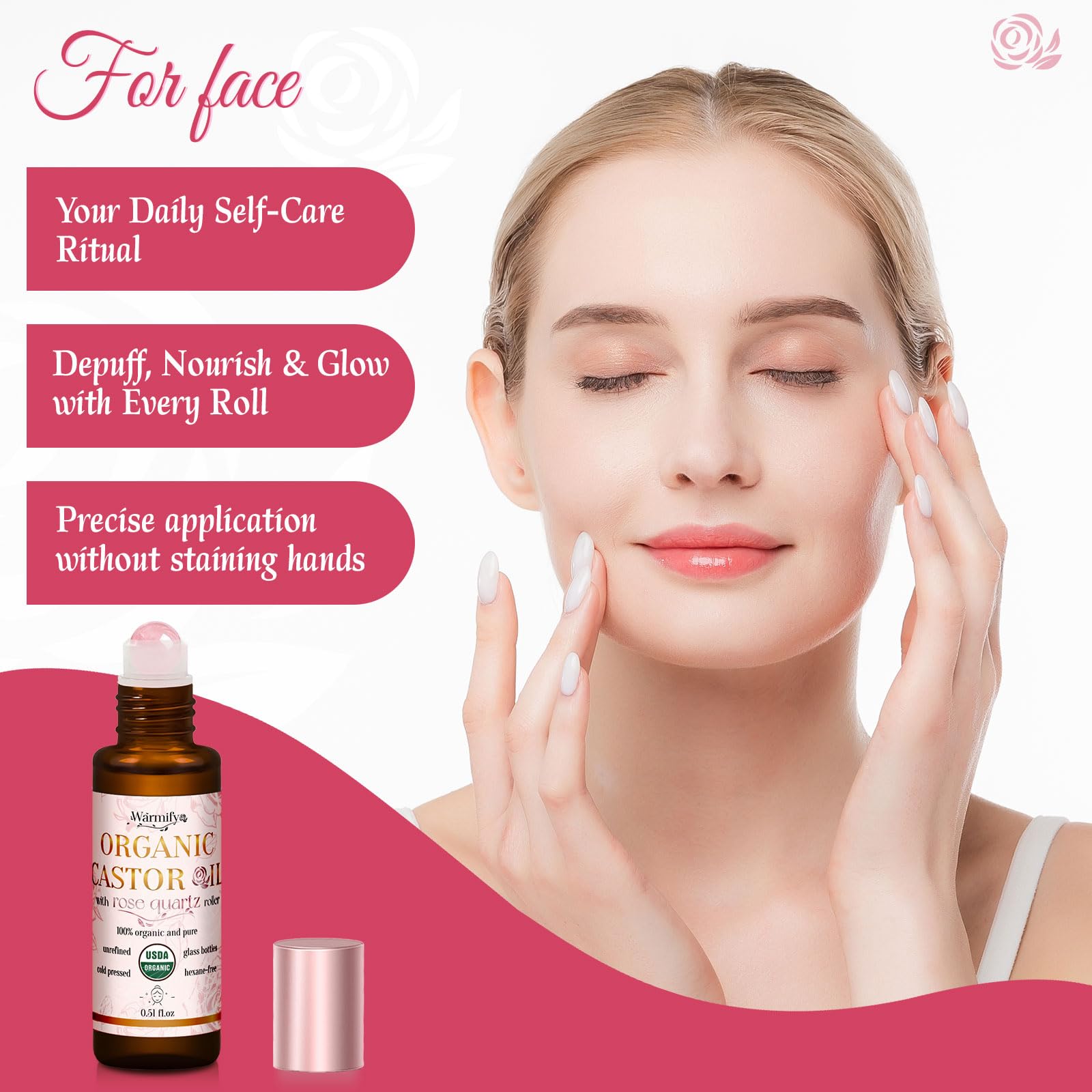 Warmify close-up shows smooth oil texture for easy application.