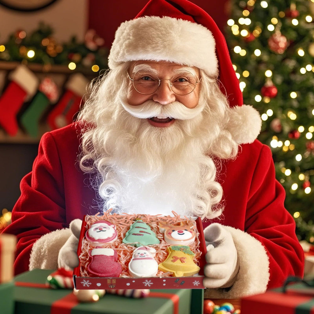 WARMLIFE Christmas tree bath bomb casting bright bubbles in water