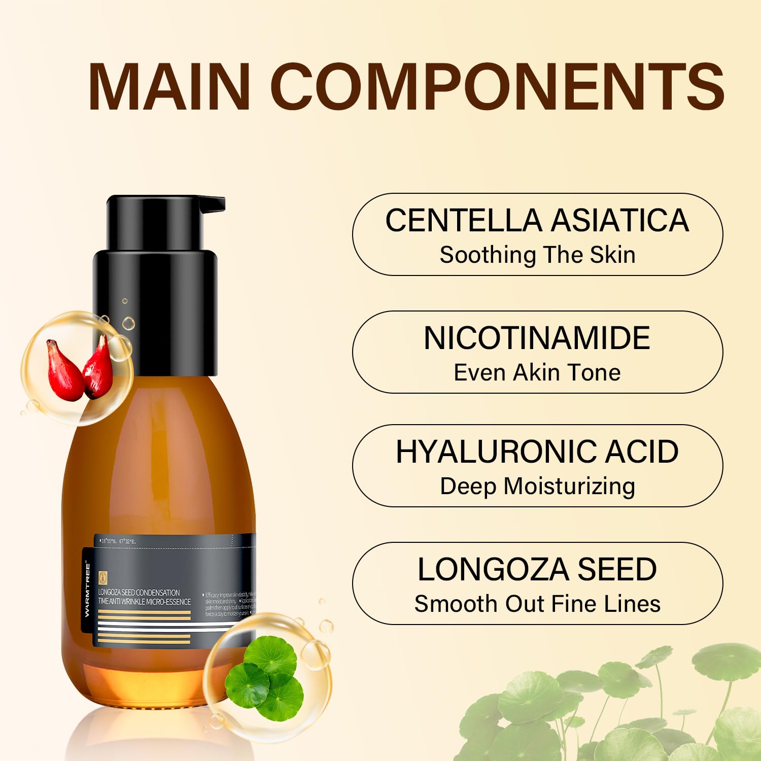 WARMTREE serum texture is light and non-greasy for everyday hydration.