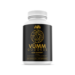 Warped Wellness Vumm Goddess bottle front for daily hair support.
