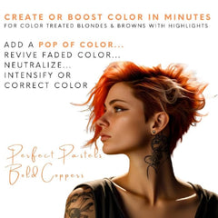 Watercolors Copper Shampoo closeup highlighting metallic copper deposit for vibrant results