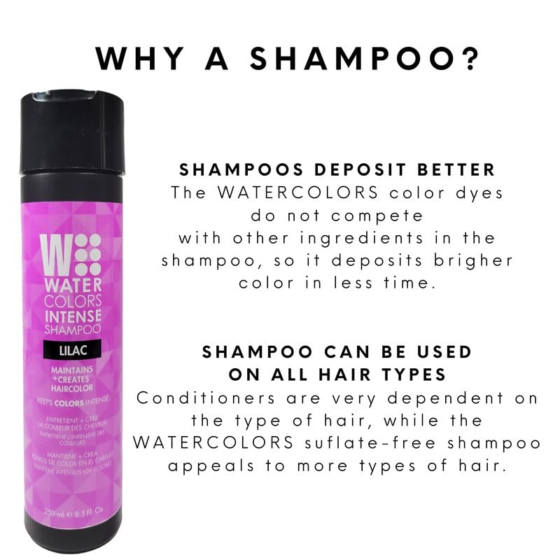 Watercolors Intense Color Depositing Shampoo hair color after wash shows renewed brightness.
