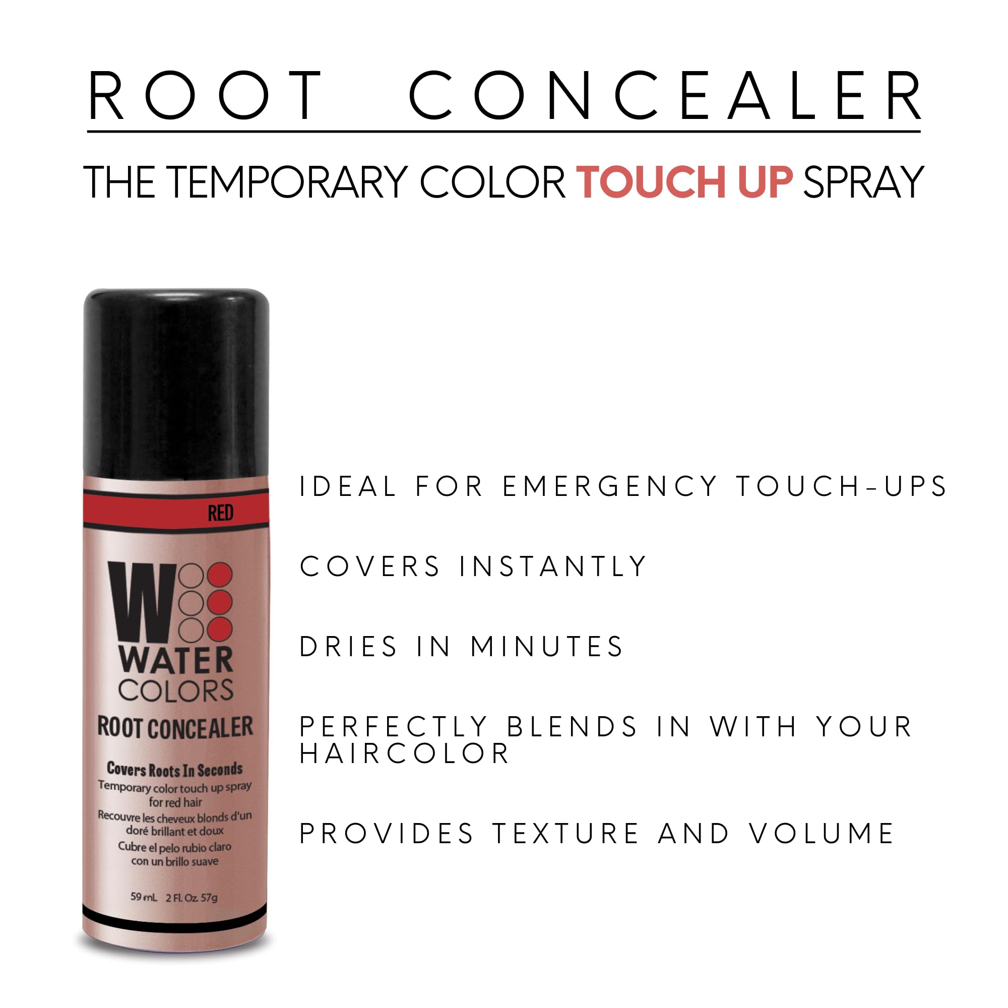 Watercolors red directional nozzle spray for precise root coverage.