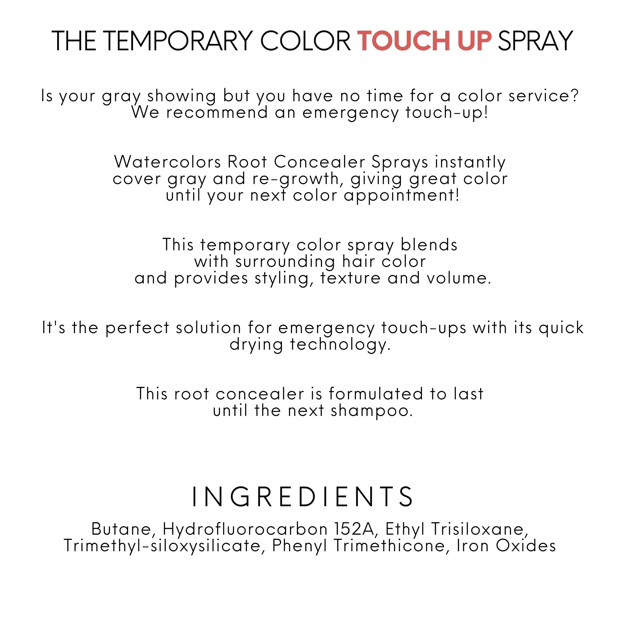 Watercolors red instant root cover application on hair.