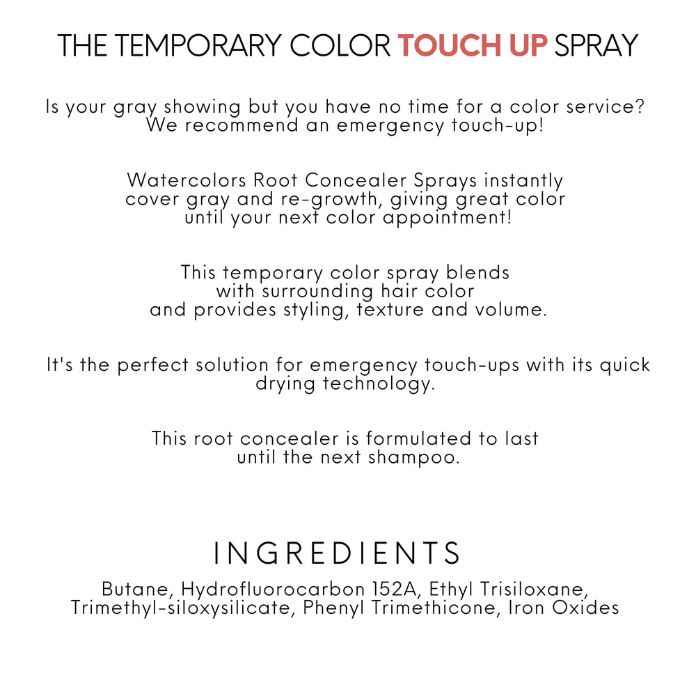 Watercolors red instant root cover application on hair.