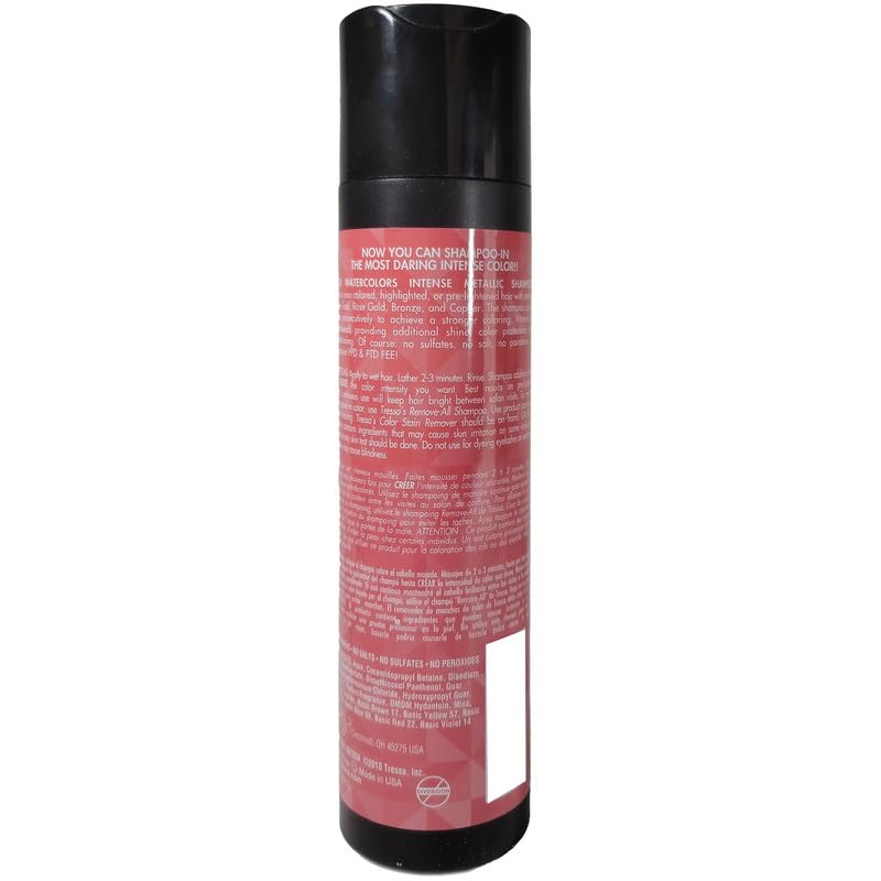 Watercolors Rose Gold packaging highlights a sulfate- and paraben-free formula.