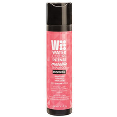 Watercolors Rose Gold shampoo bottle shows vibrant color deposit.