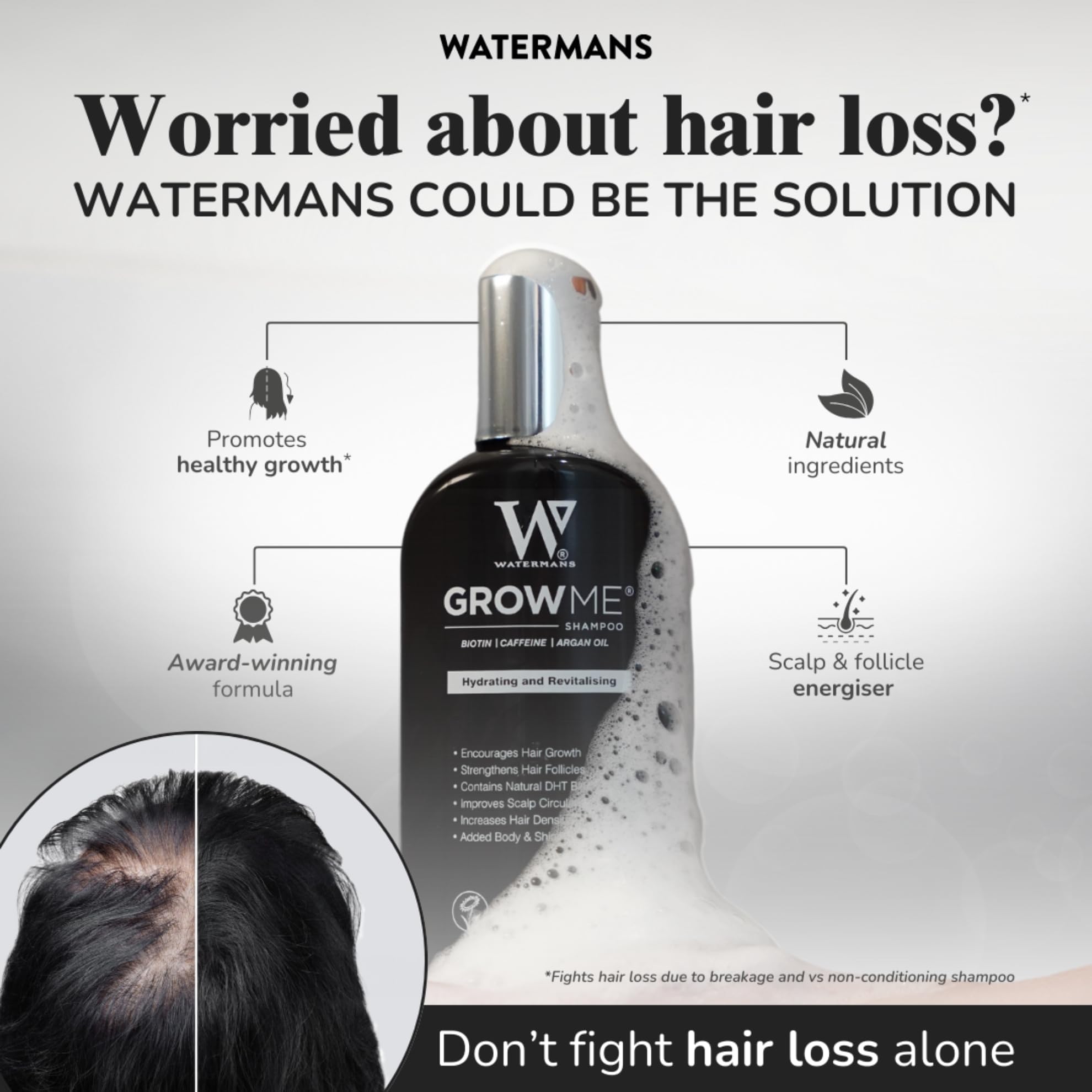 Watermans Grow Me conditioner tube boosts hair thickness and manageability