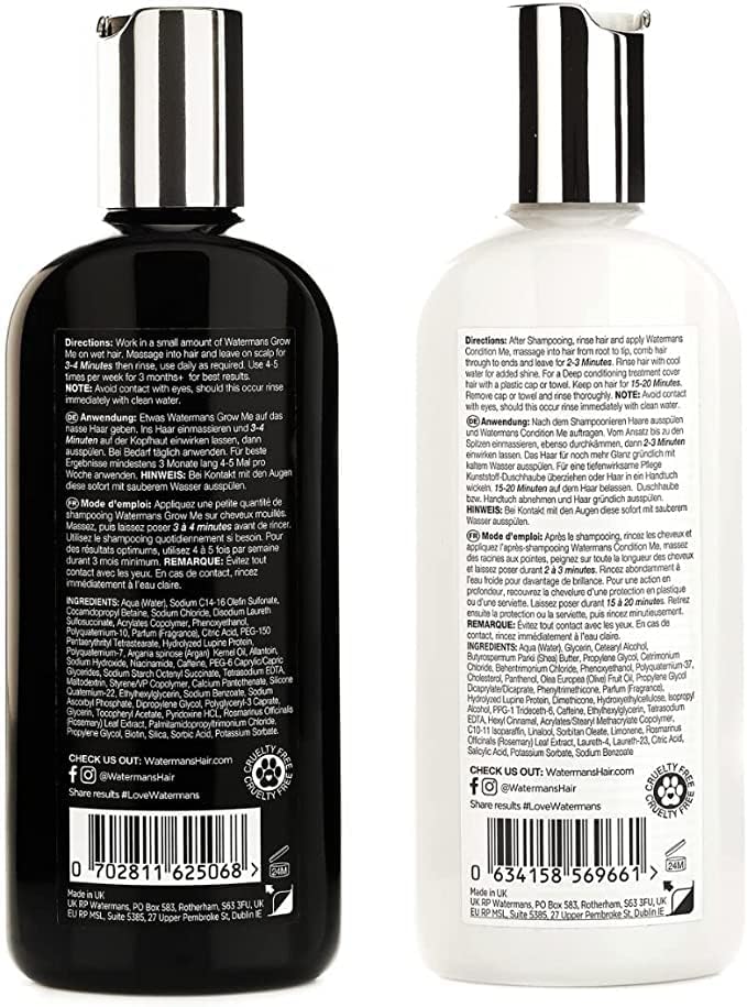 Shiny, bouncy hair after Watermans Grow Me use, showcasing fuller looking strands