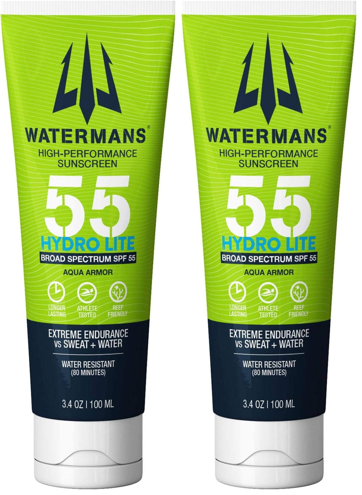 Waterman's Hydro Lite sunscreen bottle front view for portable outdoor protection.