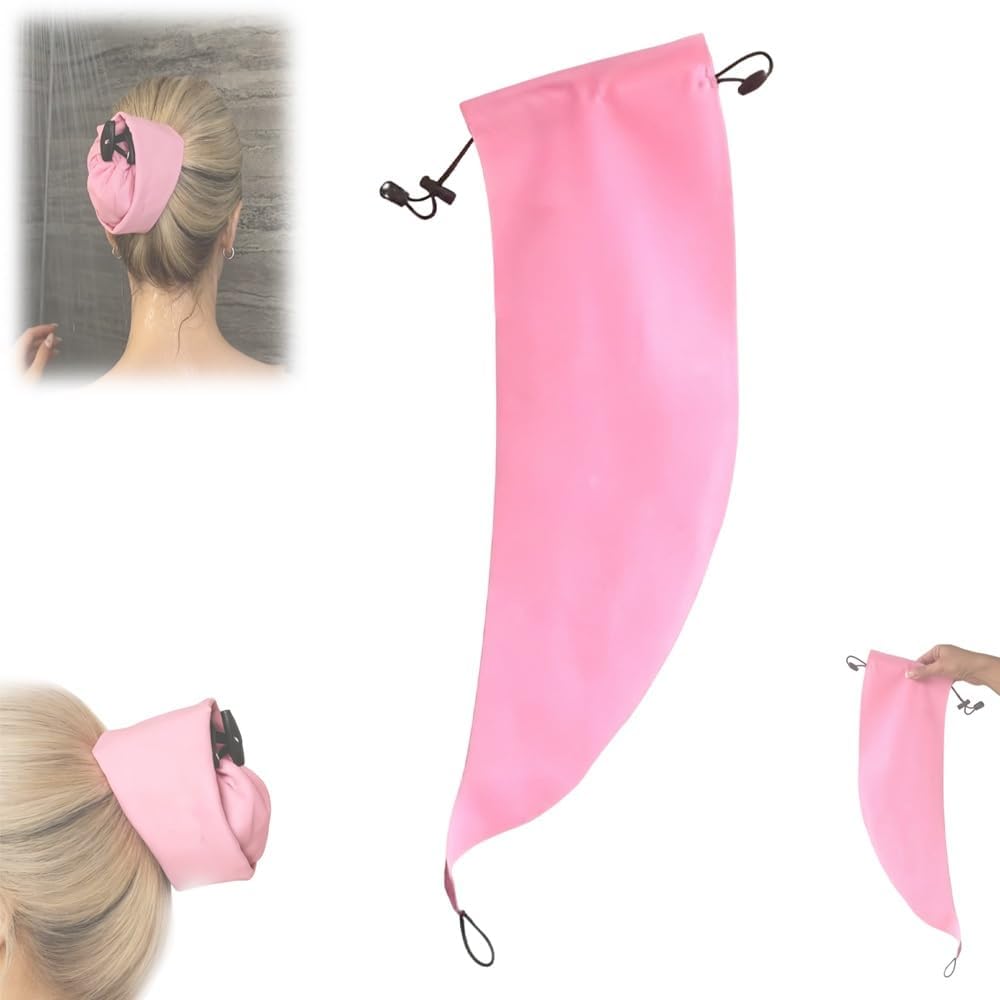 Waterproof Hair Sleeve protects long hair crown while washing, keeping ends dry.