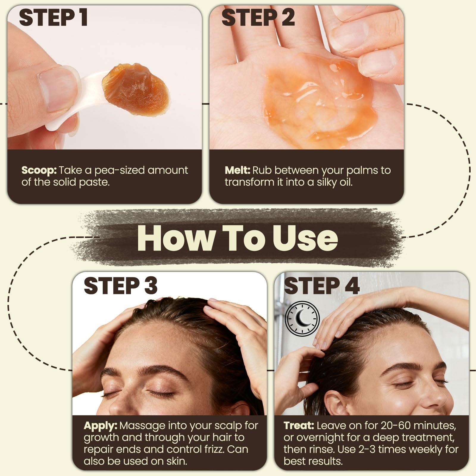 Watofun Batana Oil on hair showing growth and thickness potential.