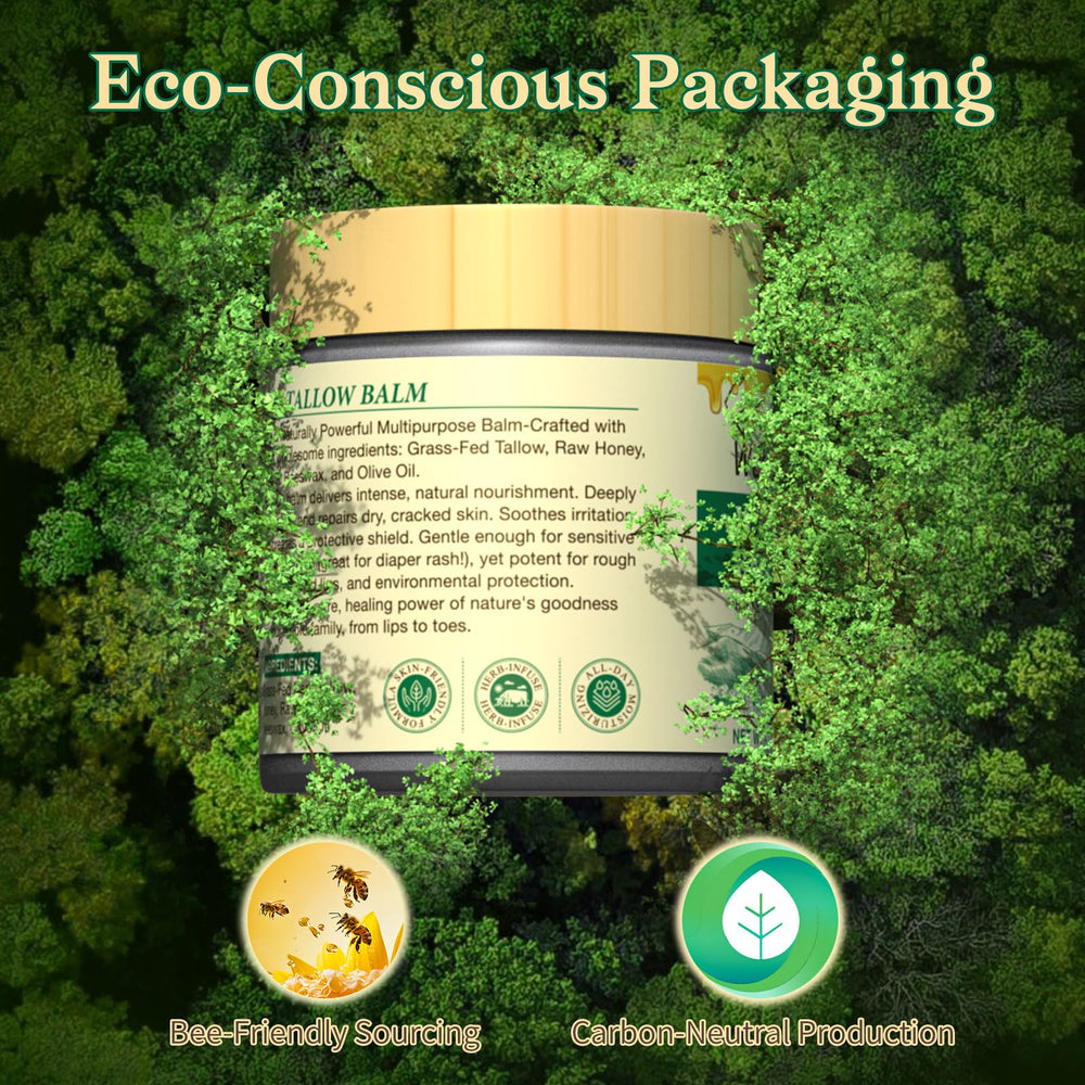 Watofun packaging box with leaves conveys regenerative farming and sustainability ethos.