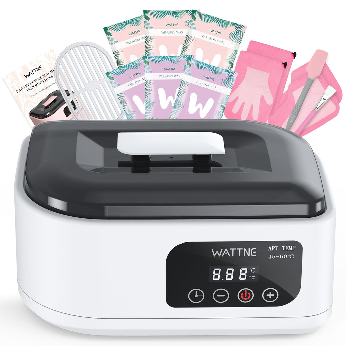 Wattne paraffin wax machine front view for easy at-home spa sessions.