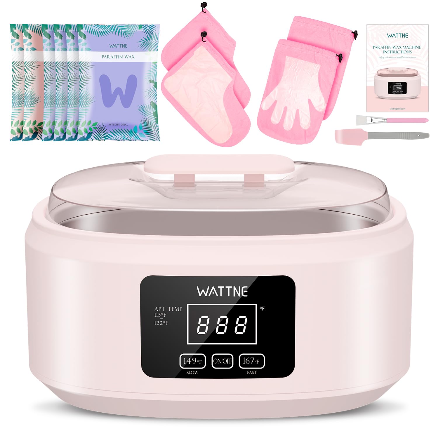 Wattne paraffin wax machine for hands and feet with large opening softens dry skin.