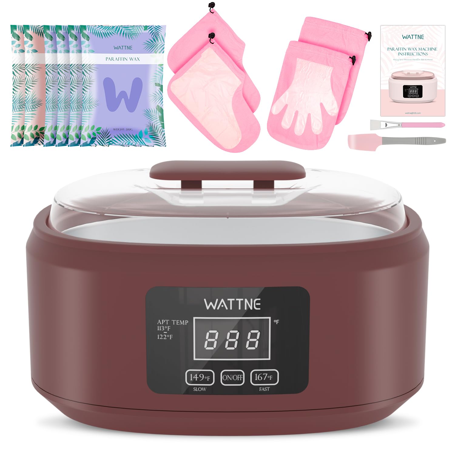 Wattne paraffin wax machine main unit shown on a tidy counter for at-home spa sessions