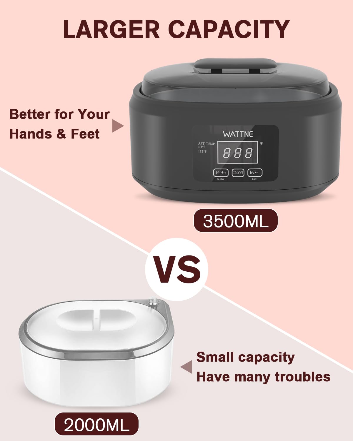 Wattne paraffin wax machine quick heat feature for fast paraffin melting.