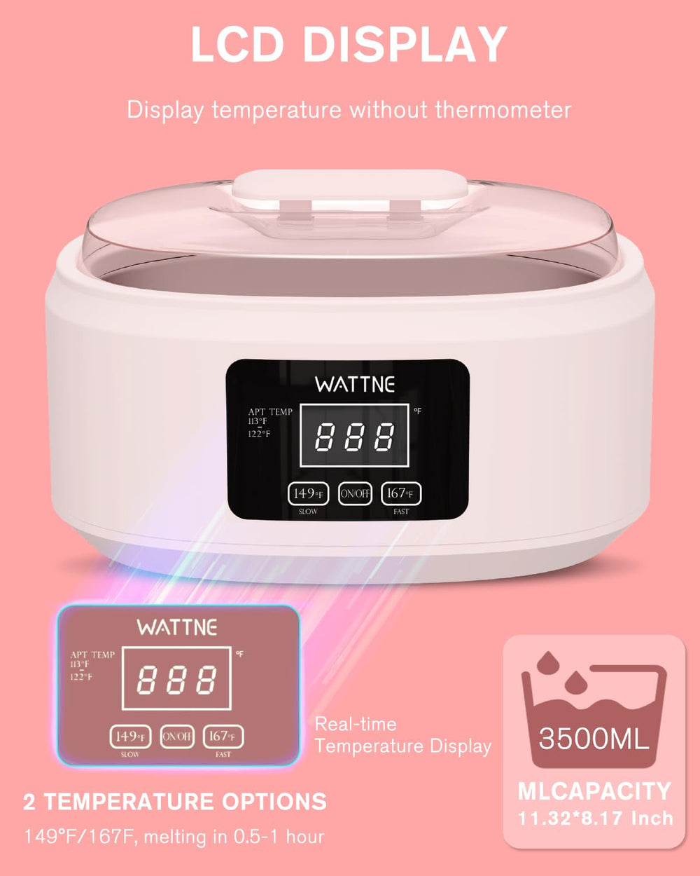 Wattne paraffin machine temperature control for customizable heating.