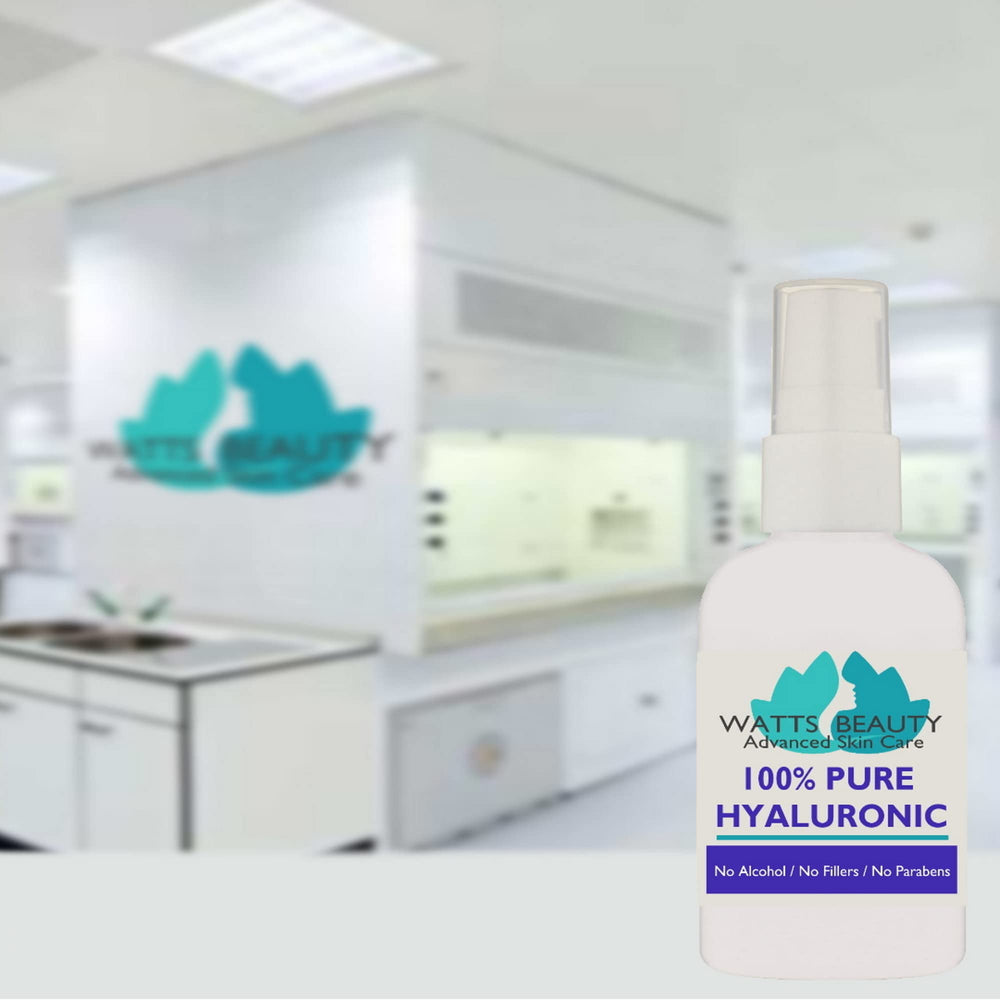 Watts Beauty hyaluronic serum applied to body for supple, hydrated skin.
