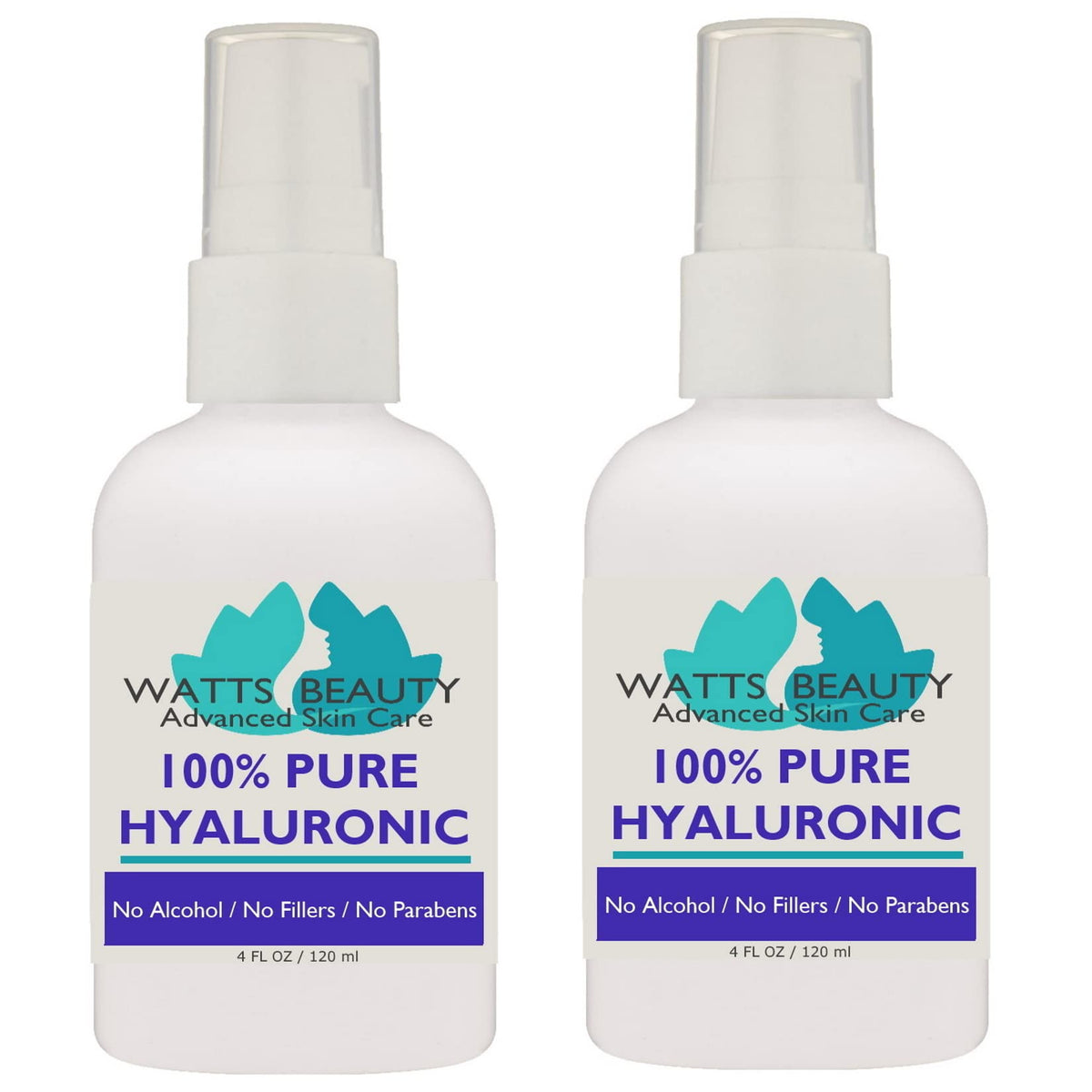 Watts Beauty Hyaluronic Serum bottle close-up for fast hydration.
