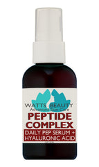 Watts Beauty peptide serum bottle with pump for easy daily application