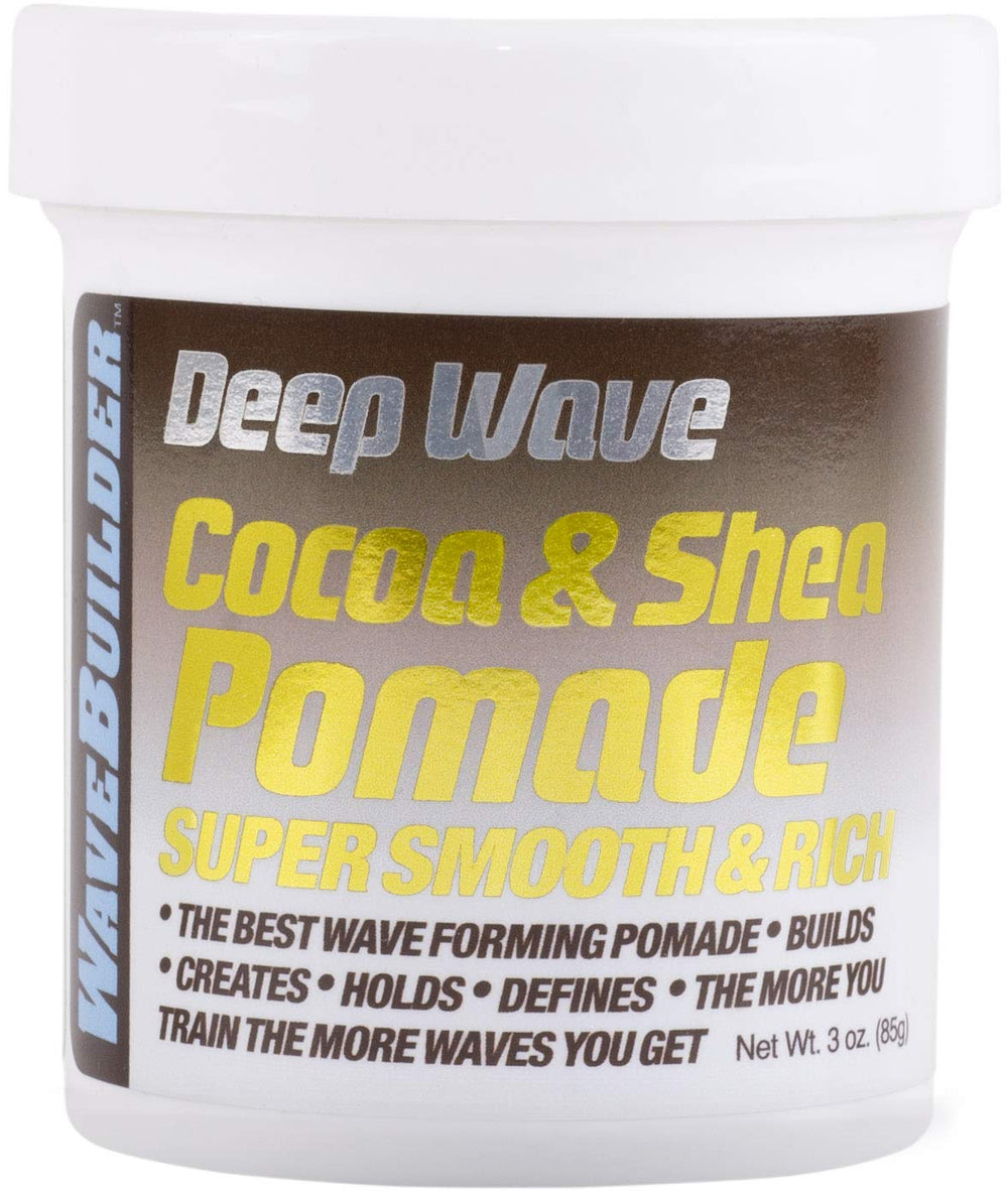 WAVEBUILDER Cocoa & Shea Pomade 3 oz bottle for wave formation and natural shine.