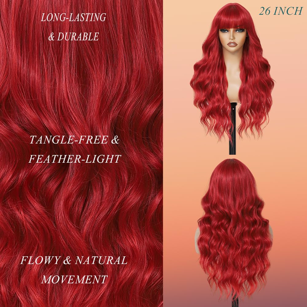 WAVE&BREEZE red wig for Halloween cosplay inspiration with dramatic waves