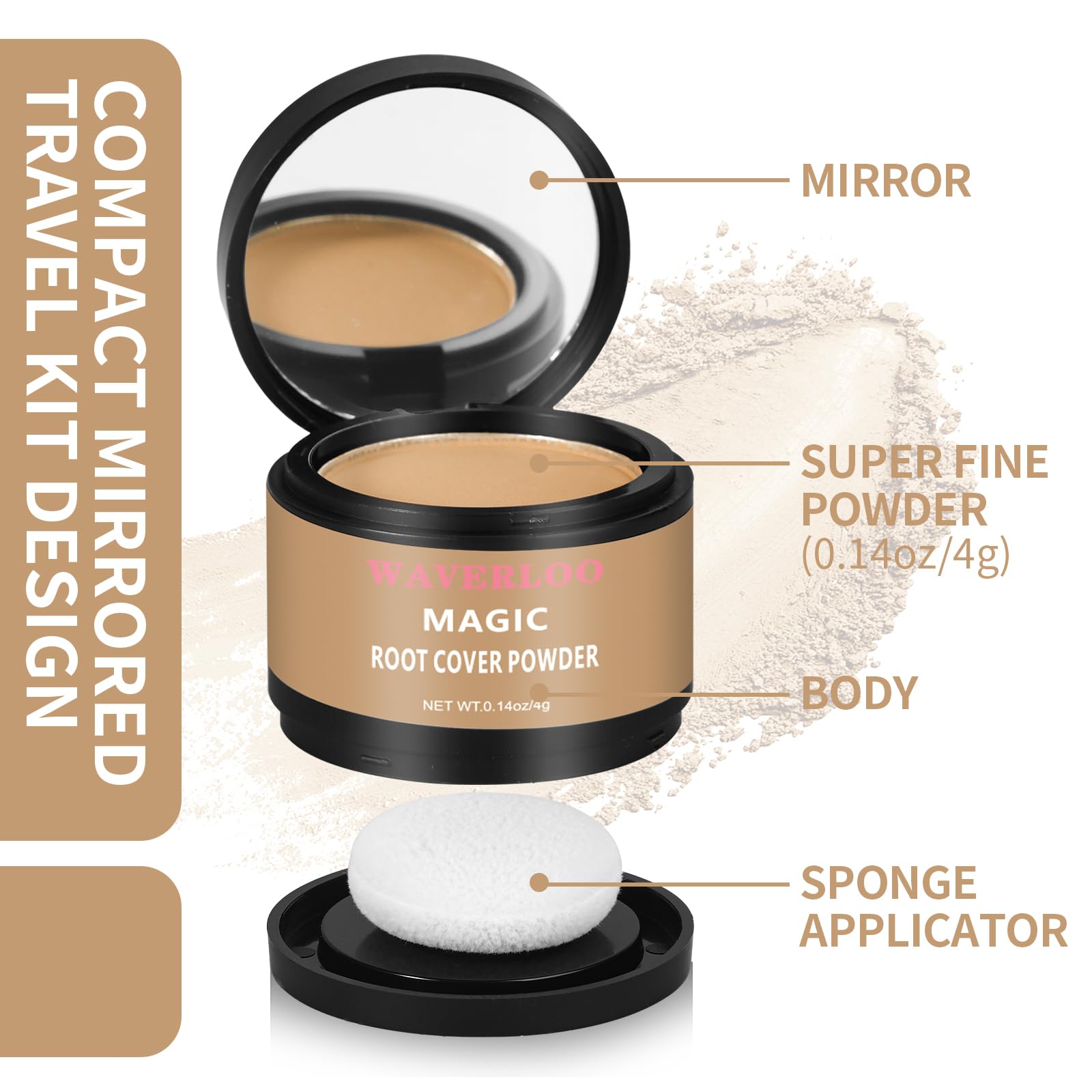Close-up of fine powder texture for natural root concealment