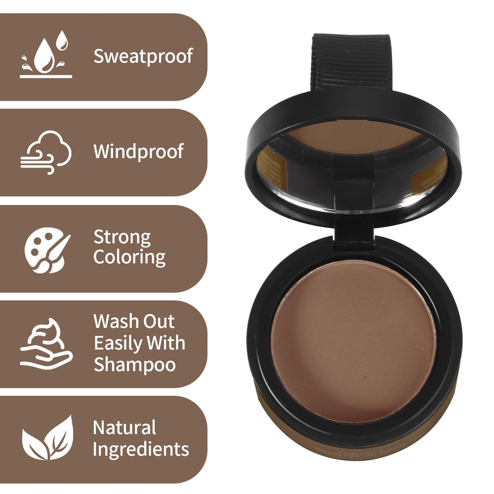 Waverloo Magic Root Cover Up in light brown applied to thinning areas for added volume.