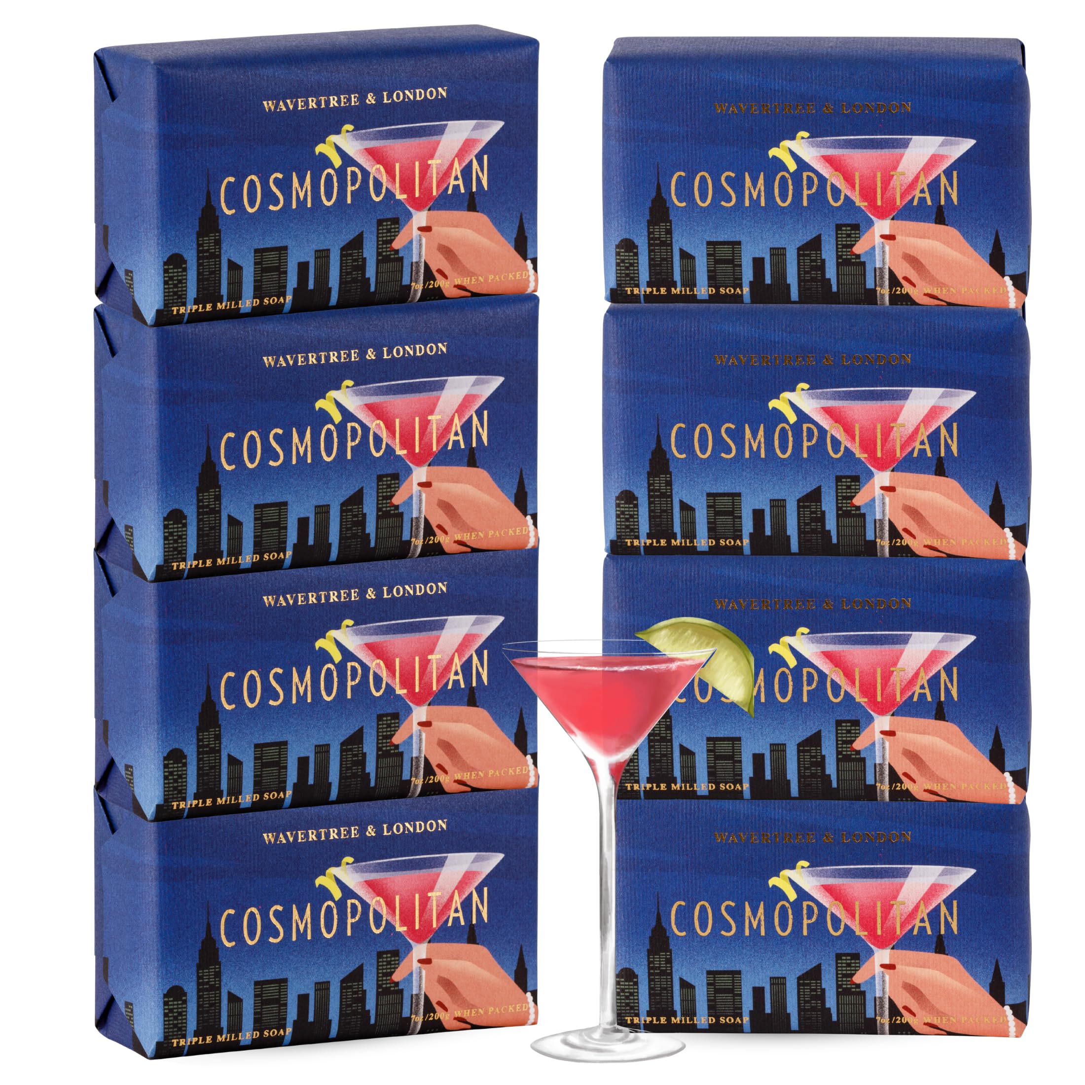 Wavertree and London Cosmopolitan soap pack with eight bars for daily cleansing and fragrance.