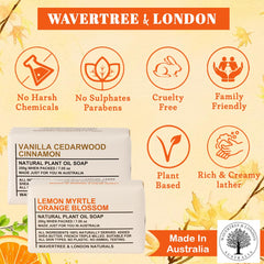 Wavertree & London lemon-myrtle bar close-up highlighting refreshing citrus aroma.