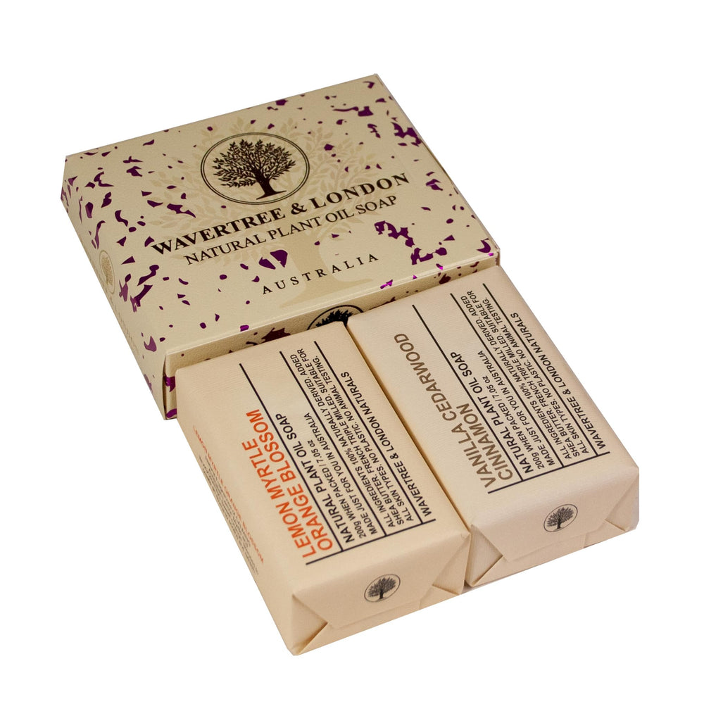 Wavertree & London duo gift box front view, ready for gifting.