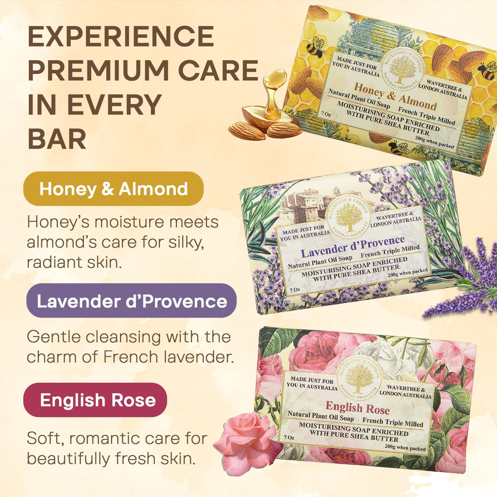 Wavertree & London Honey & Almond soap bar nourishes for hydration