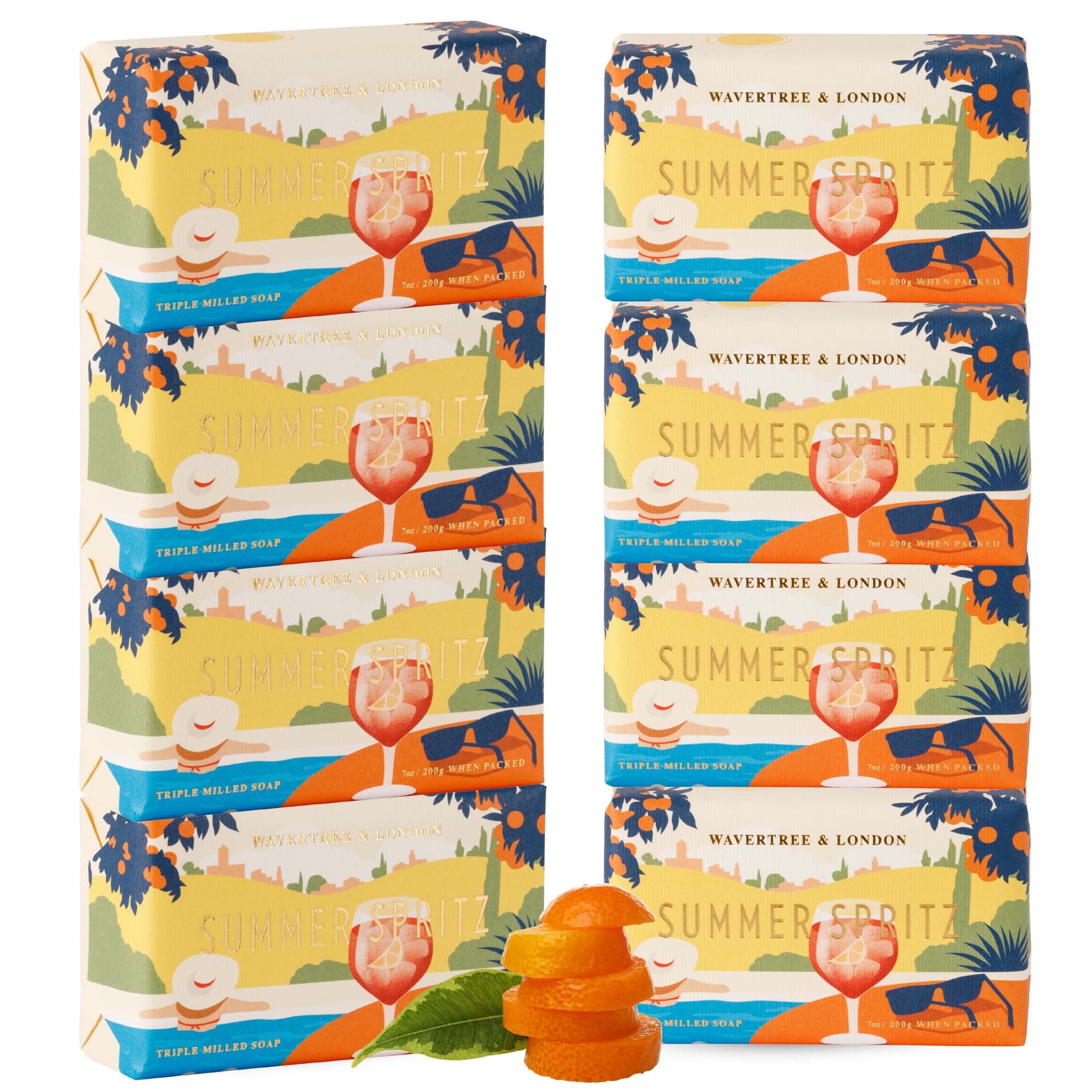 Wavertree & London Summer Spritz packaging highlighting premium gift-ready soap bars.