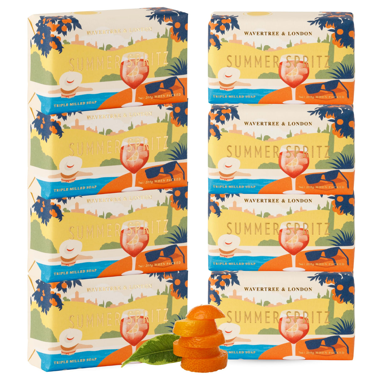 Wavertree & London Summer Spritz packaging highlighting premium gift-ready soap bars.
