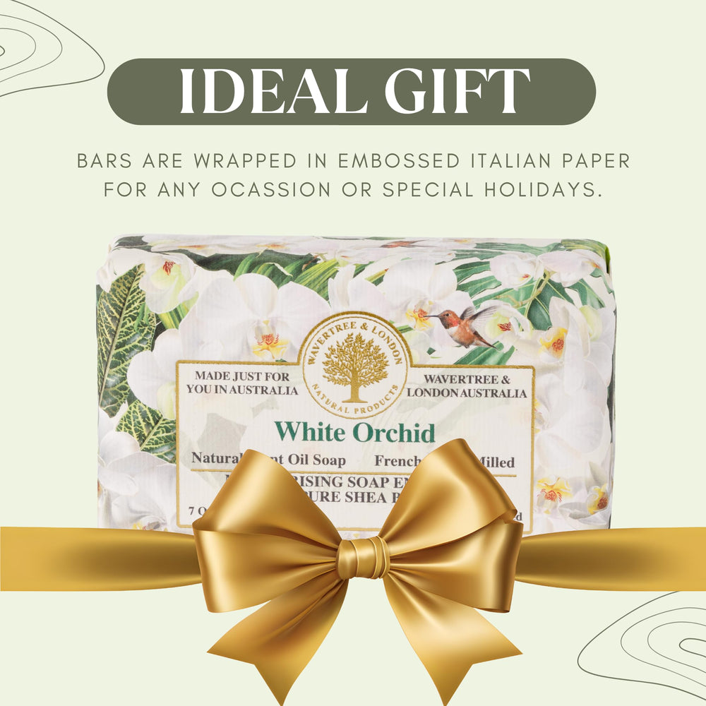 Wavertree London White Orchid bars displayed on shelf for an elevated routine