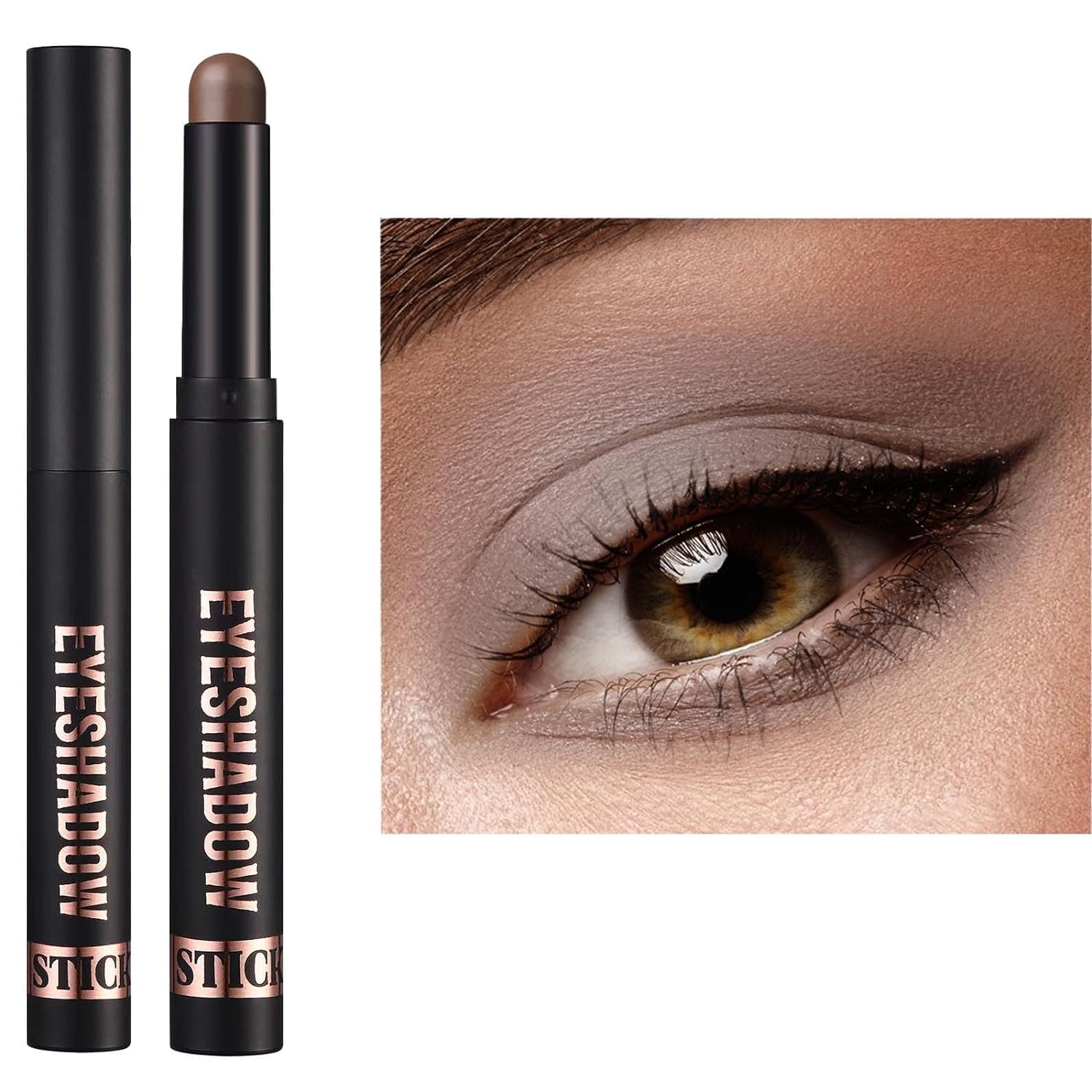 Wavuketu neutral eyeshadow stick in gray-brown matte for crease-proof day-to-night looks.