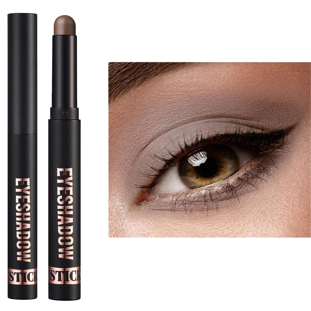 Wavuketu neutral eyeshadow stick in gray-brown matte for crease-proof day-to-night looks.