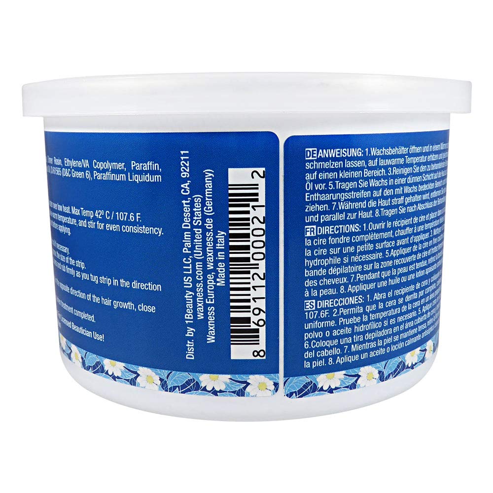Wax Necessities Waxness Azulene chamomile extract highlight for soothing waxing
