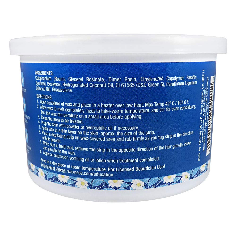 Wax Necessities Waxness Azulene stripless wax close-up on skin for visibility