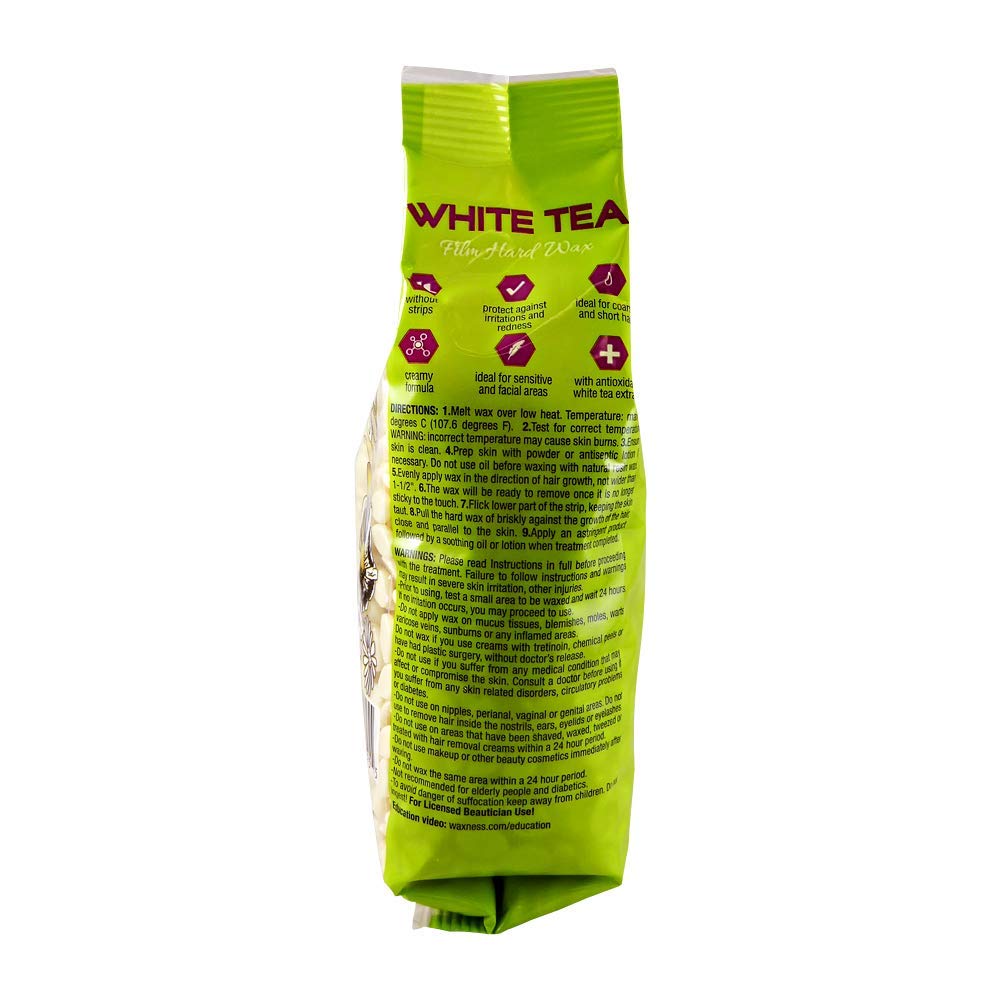 Wax Necessities White Tea Extract indicates antioxidant-infused care for sensitive skin.