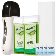 Waxers Roll-On Wax Kit Aloe Vera Roller offers convenient at-home waxing for smooth results.